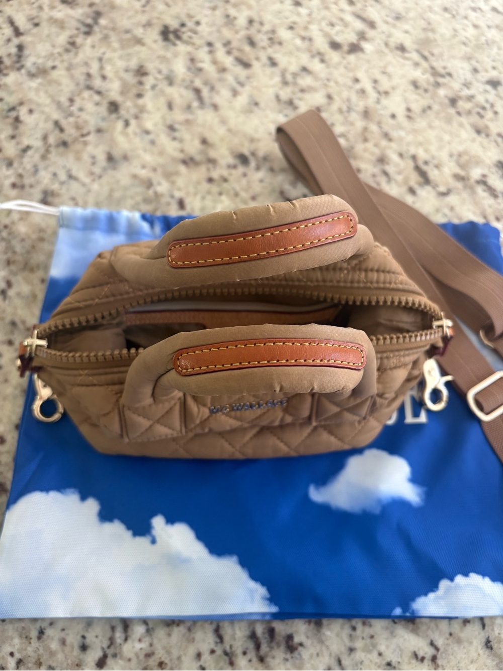 MZ Wallace Micro Sutton Quilted Crossbody Bag Caramel - Picture 11 of 16